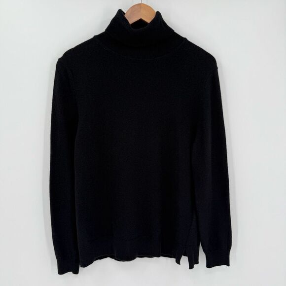 NWT Barbour Pendle Wool Blend Turtleneck Sweater Tartan Patches Women 6 Black - Picture 1 of 11